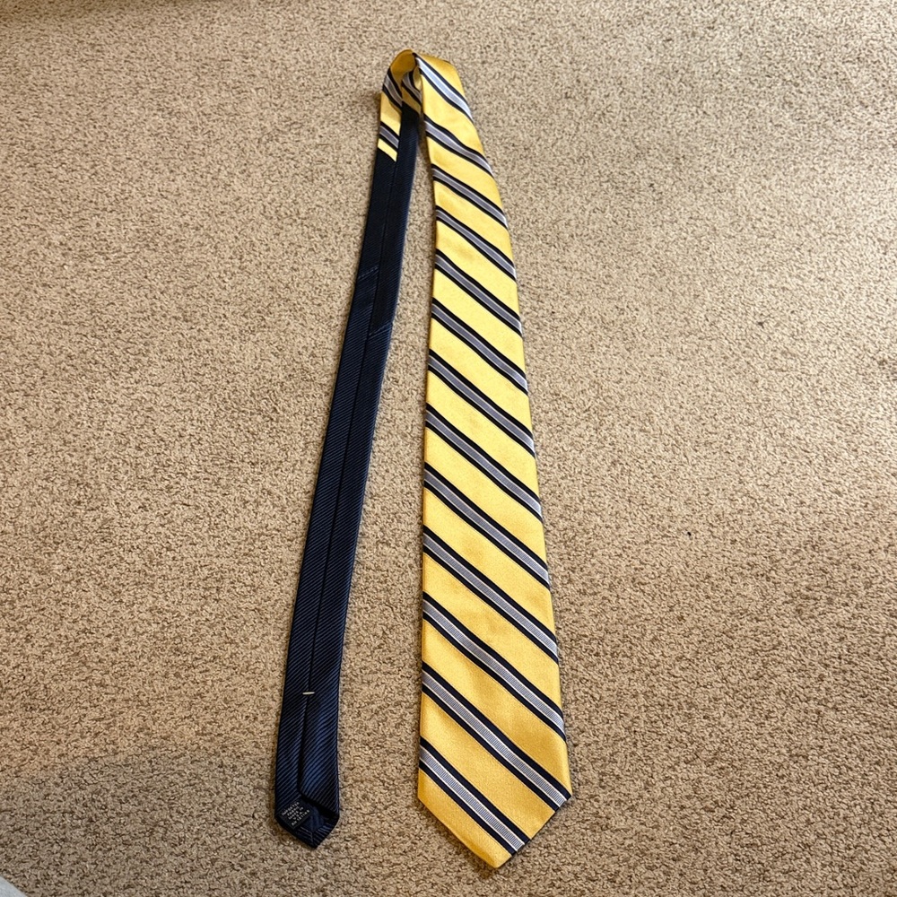 Tommy Hilfiger Yellow and Blue Striped Men's Tie